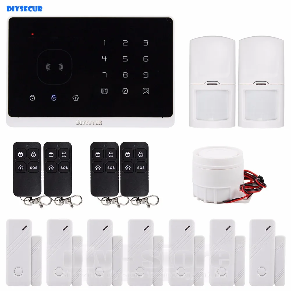DIYSECUR Беспроводная и Проводная GSM домашняя система охранной сигнализации +