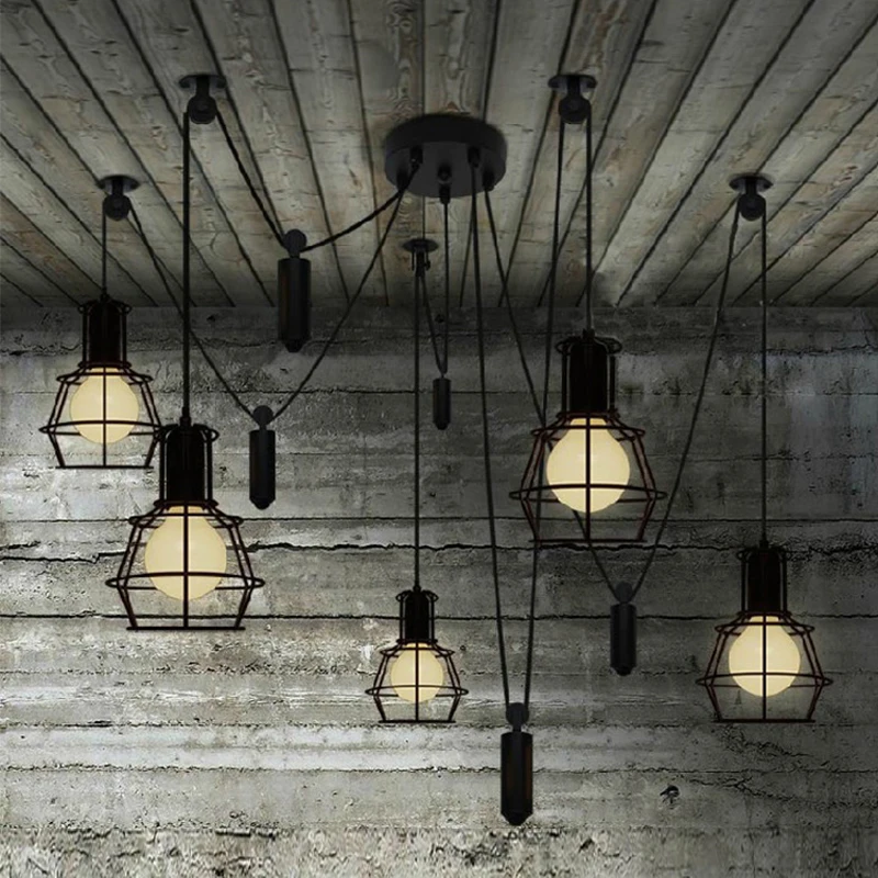 Паук подвесной светильник светодиодный свет паук черный шнур подвесные