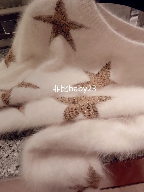 2019 женские свитера пуловеры пятиконечные звезды 100% норки кашемир вязаный