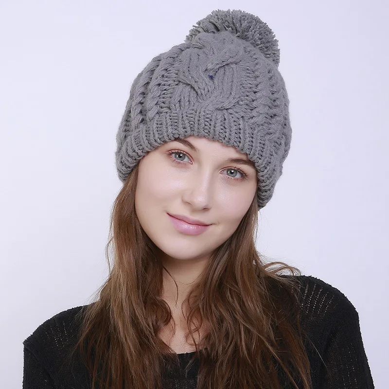 Модная вязаная шапка на осень и зиму сохраняющая тепло лыжная из кашемира разные