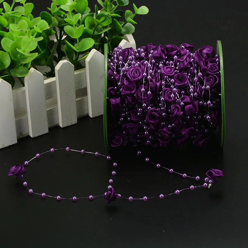 4 мм перламутровая нить 2 см атласная лента роза цепочка отделка настенный цветок