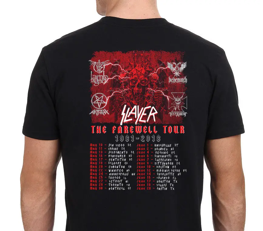 Slayer/футболка Final World Tour 2018 Мужская черная футболка с S to 3XL рукавами для мальчиков