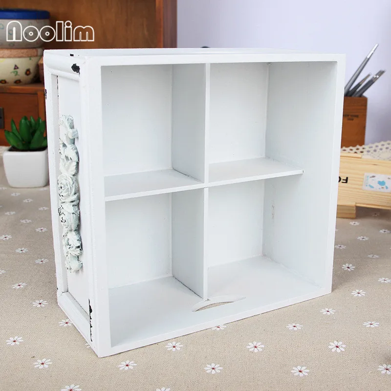 NOOLIM белые ящики для хранения органайзер макияжа деревянная коробка винтажный