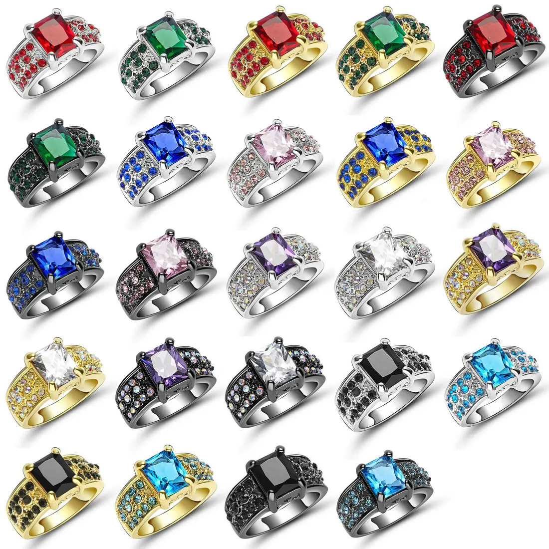 TianBo посеребренные Свадебные Кольца для женщин квадратная имитация циркона