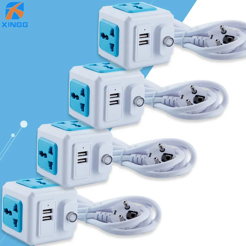 2 шт. умная вилка power cube EU power Strip Электрический 2 USB розетки удлинитель Мульти адаптер для путешествий 2500Вт домашняя зарядка