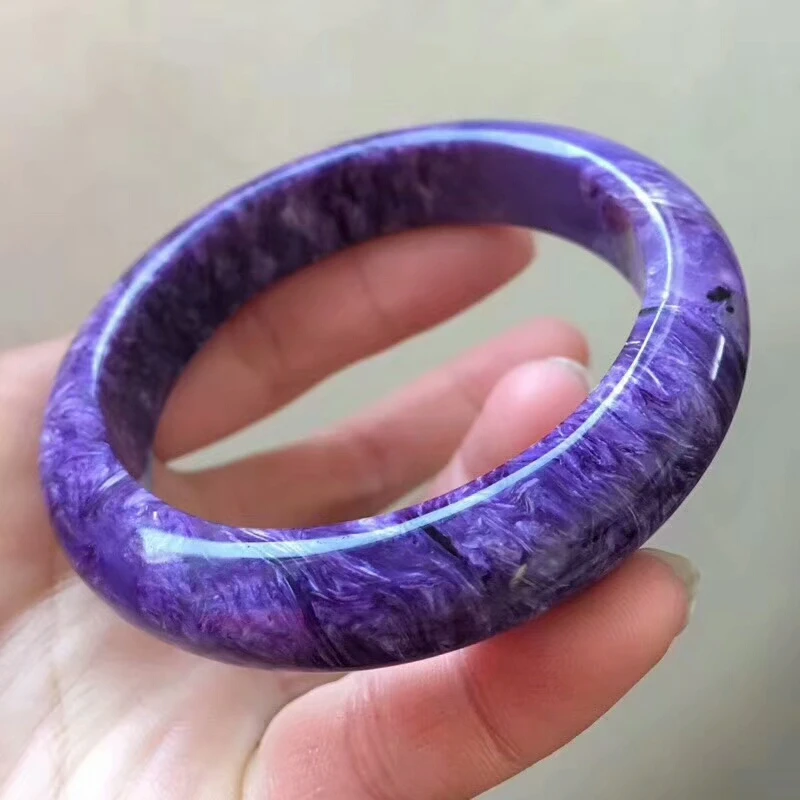

58mm Genuine Natural Purple Charoite Gemstone Beads Bracelet Crystal Lady Bangles For Women Fashion Inner Diameter 58mm AAAAAA
