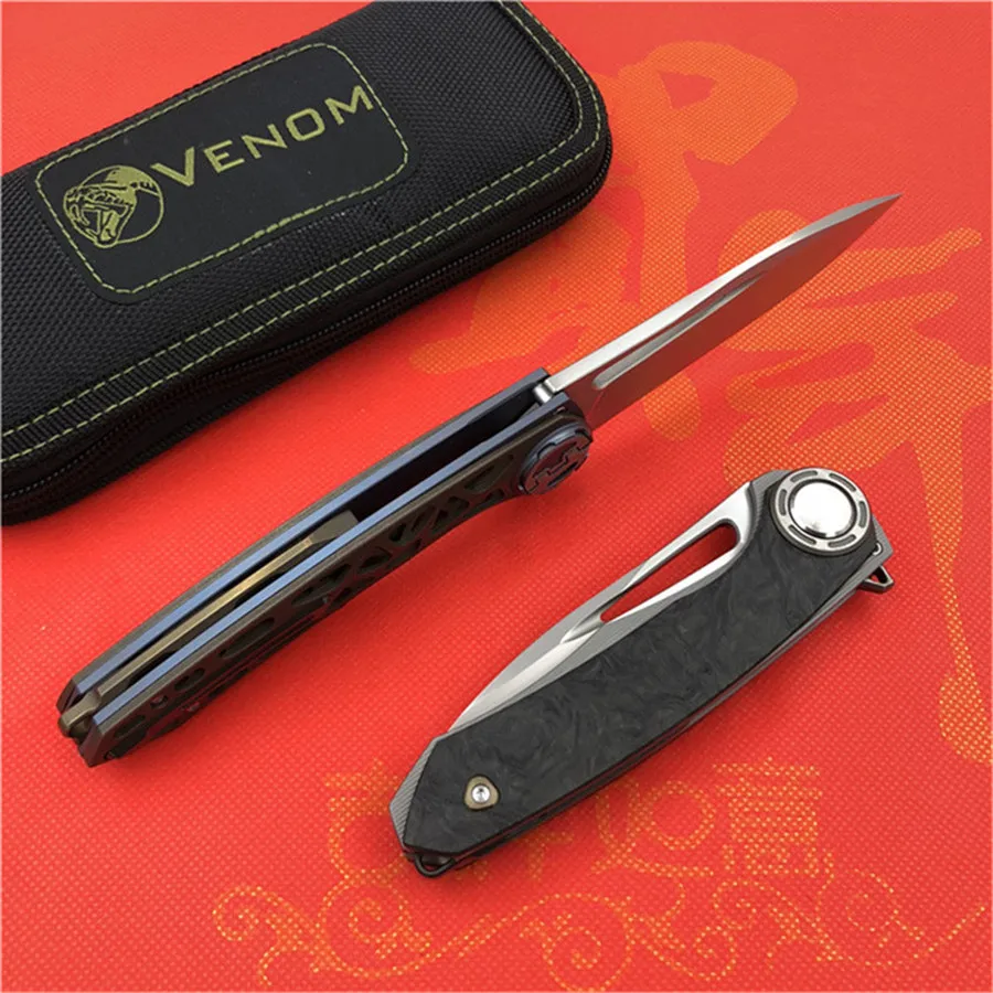 VENOM BONE DOCTOR M390 титановый CF Флиппер Складной нож Открытый Кемпинг Охота Карманный для выживания кухонные ножи для фруктов EDC инструменты