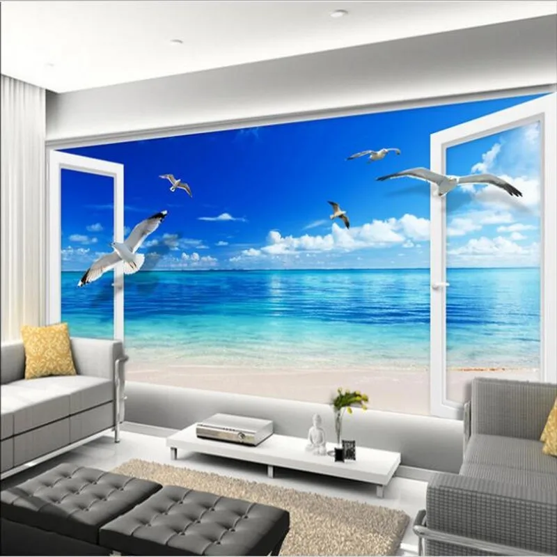 Wellyu индивидуальная объемная настенная фэнтезийная Красивая пляжная 3d-окна для