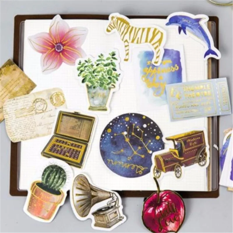 24 шт./лот золотые растения ретро декоративные этикетки для скраббукинга DIY