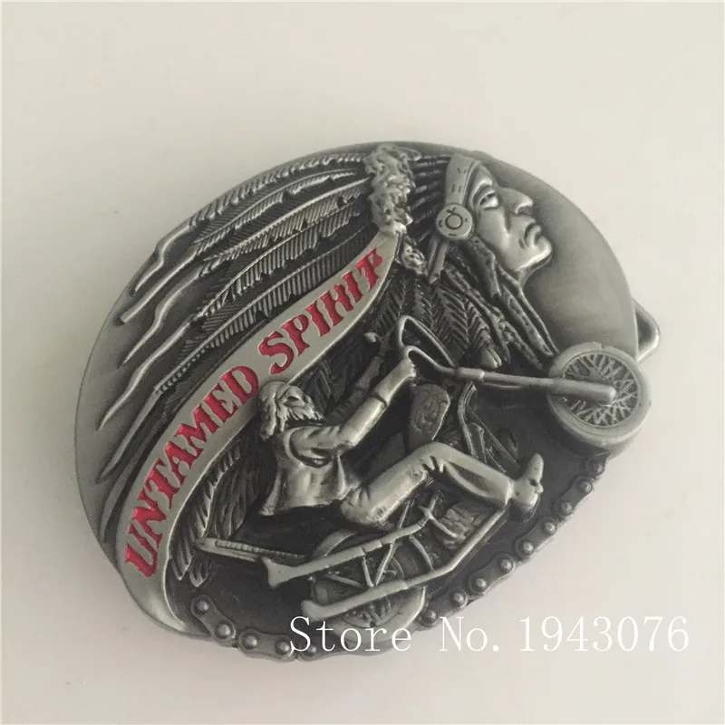 Байкерский ремень с металлической пряжкой Классический овальный серебристый