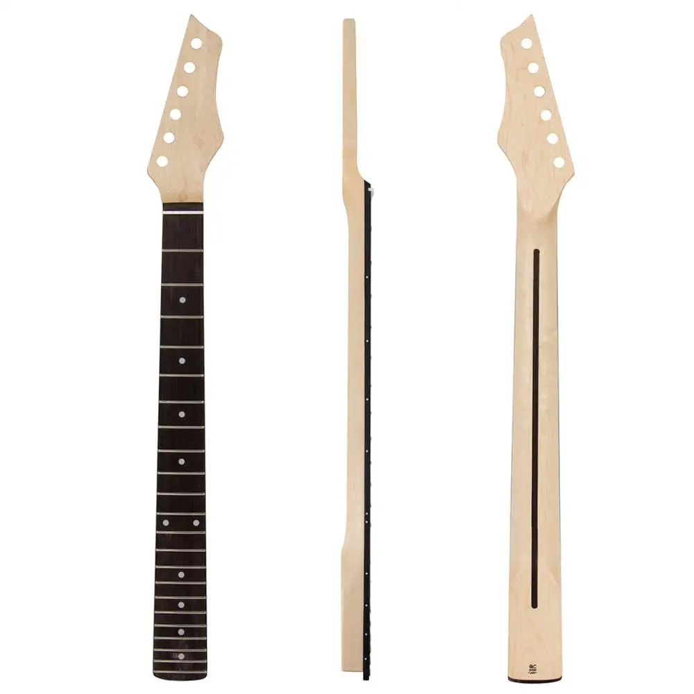 

Kmise Electric Guitar Neck Canada Maple 22 Frets HPL Fingerboard Bolt on C Shape with Back Inlay Clear Satin