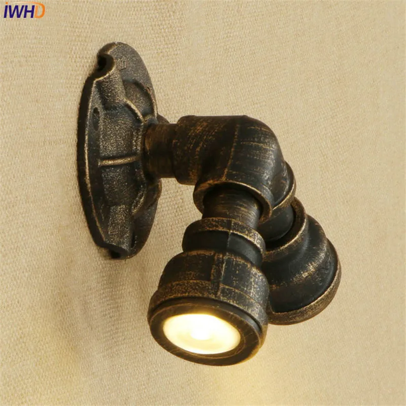 Американский Лофт железная водопроводная лампа LED Бра с двойной головкой