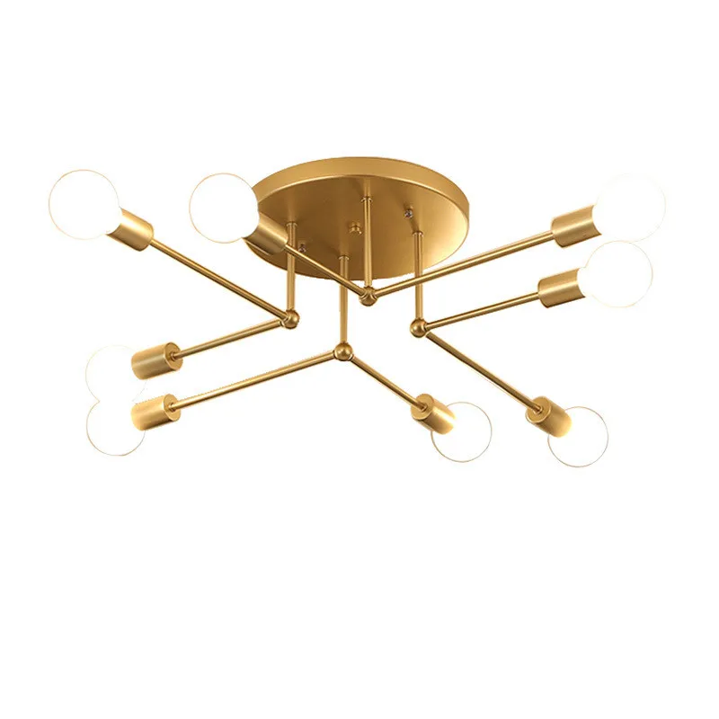 Современный светодиодный подвесной потолочный светильник для люстры Mid Century Sputnik Золотой черный металл 6/8 головок художественное домашнее освещение