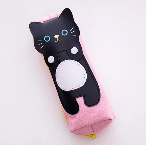 Black cat 44 1 шт., холщовый чехол-карандаш Kawaii, коробка для канцелярских принадлежностей с милыми котами, мультяшный Большой Вместительный чехол для ручек, школьные принадлежности - Цвет: Black cat 44