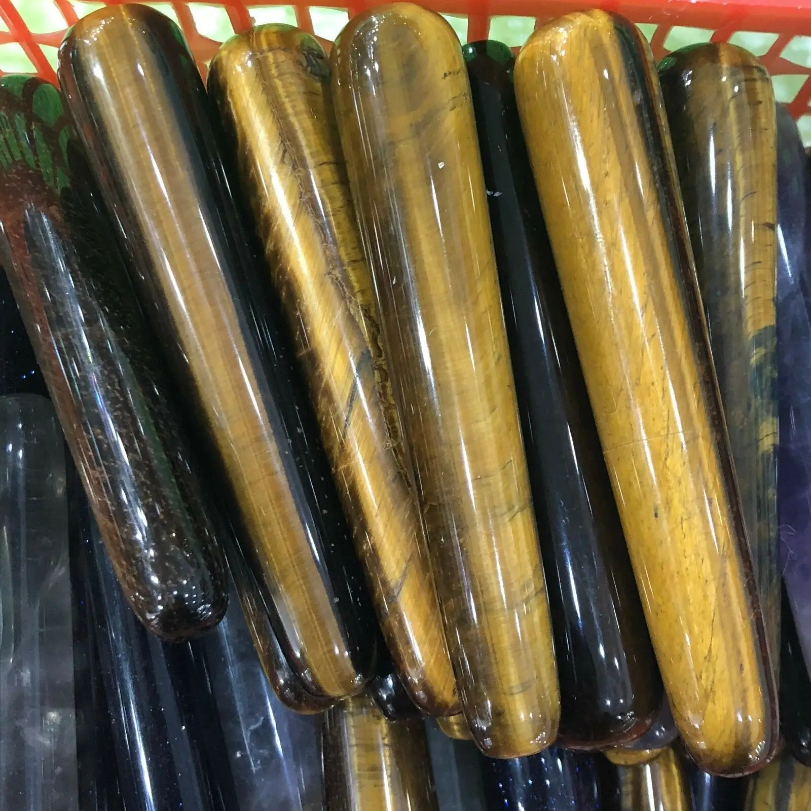 Натуральная кварцевая Массажная палочка тигровый глаз с кристаллами для лица и