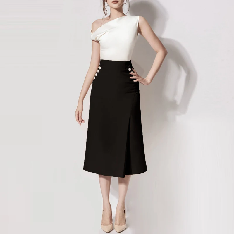 Женский комплект из двух предметов Max Spri Асимметричный топ без рукавов с одним