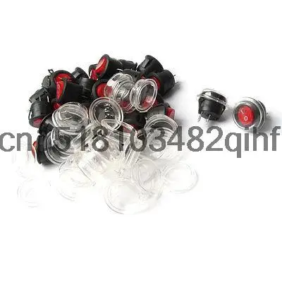 

AC 6A/250V 10A/125V Red Light On/Off Snap in SPST Round Rocker Switch 30PCS