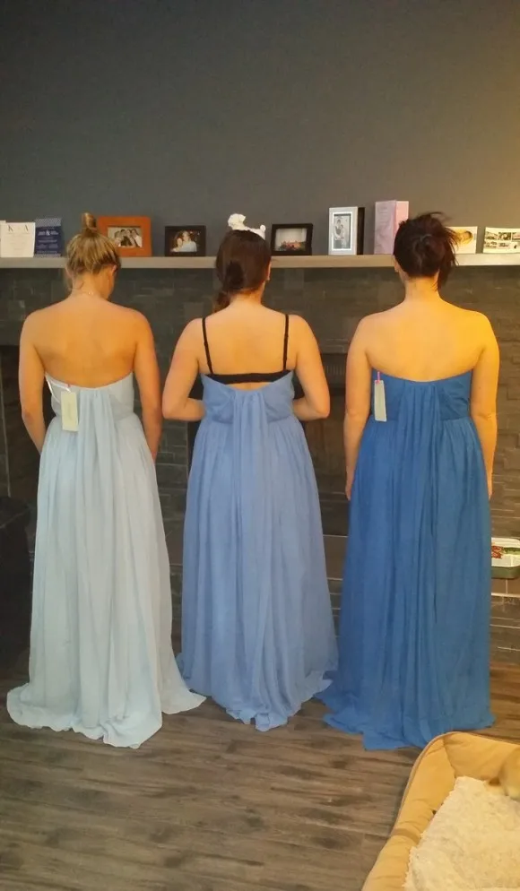

Gradient Style Bridesmaid Dresses With Sweetheart Backless Chiffon Floor Length Elegant Cheap A-Line Maid of honor dress WD73
