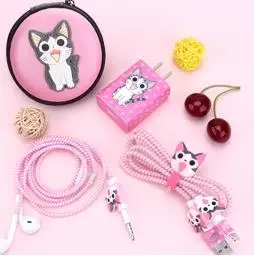 style 3 Мультяшный usb-кабель протектор для наушников набор с коробкой кабель Стикеры для намотки спиральный usb-шнур с зарядным устройством для Iphone для huawei glory 7/glory 8/mate 8 - Цвет: style 3