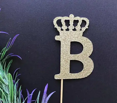Блеск индивидуальные инициалы корона на день рождения бокалы для кексов