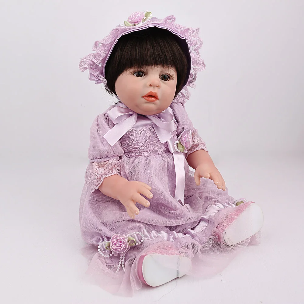 Reborn Baby Doll игрушки для девочек 47 см полностью виниловые реалистичные фиолетовые