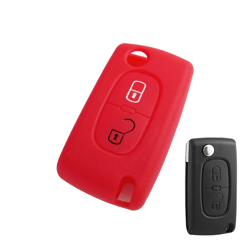 2 BUTTON RED 2/3 подходят для CITROEN XSARA PICASSO C2 C3 C4 C5 C6 C8 PEUGEOT 107 206 207 307 308 406 силиконовый чехол для ключей от машины чехол брелок держатель - Название цвета: 2 BUTTON RED
