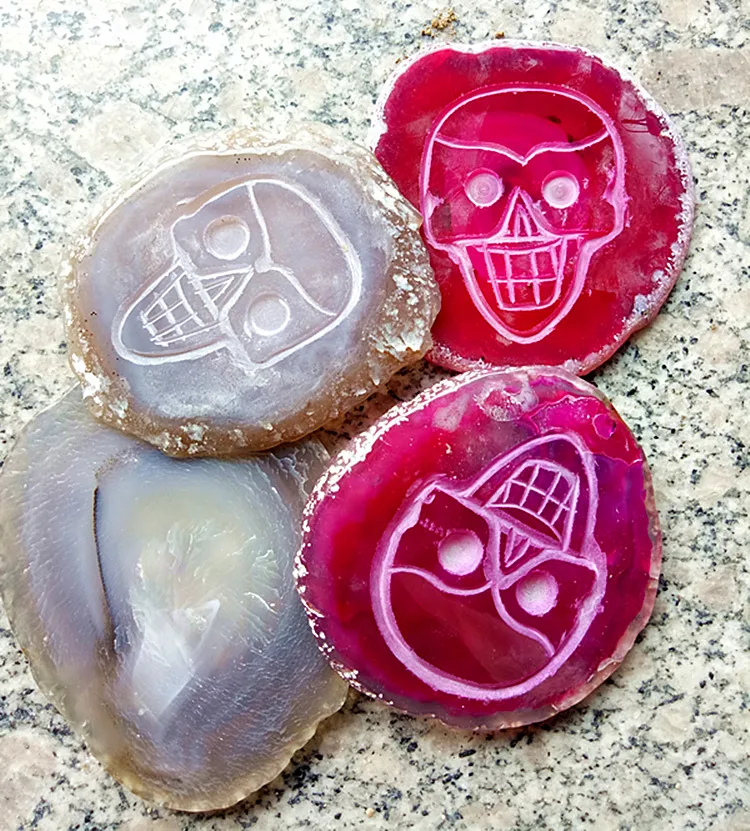 Оптовая продажа натуральный агат ломтик череп 4 шт.|skull resin|skull icingsliced fruit |