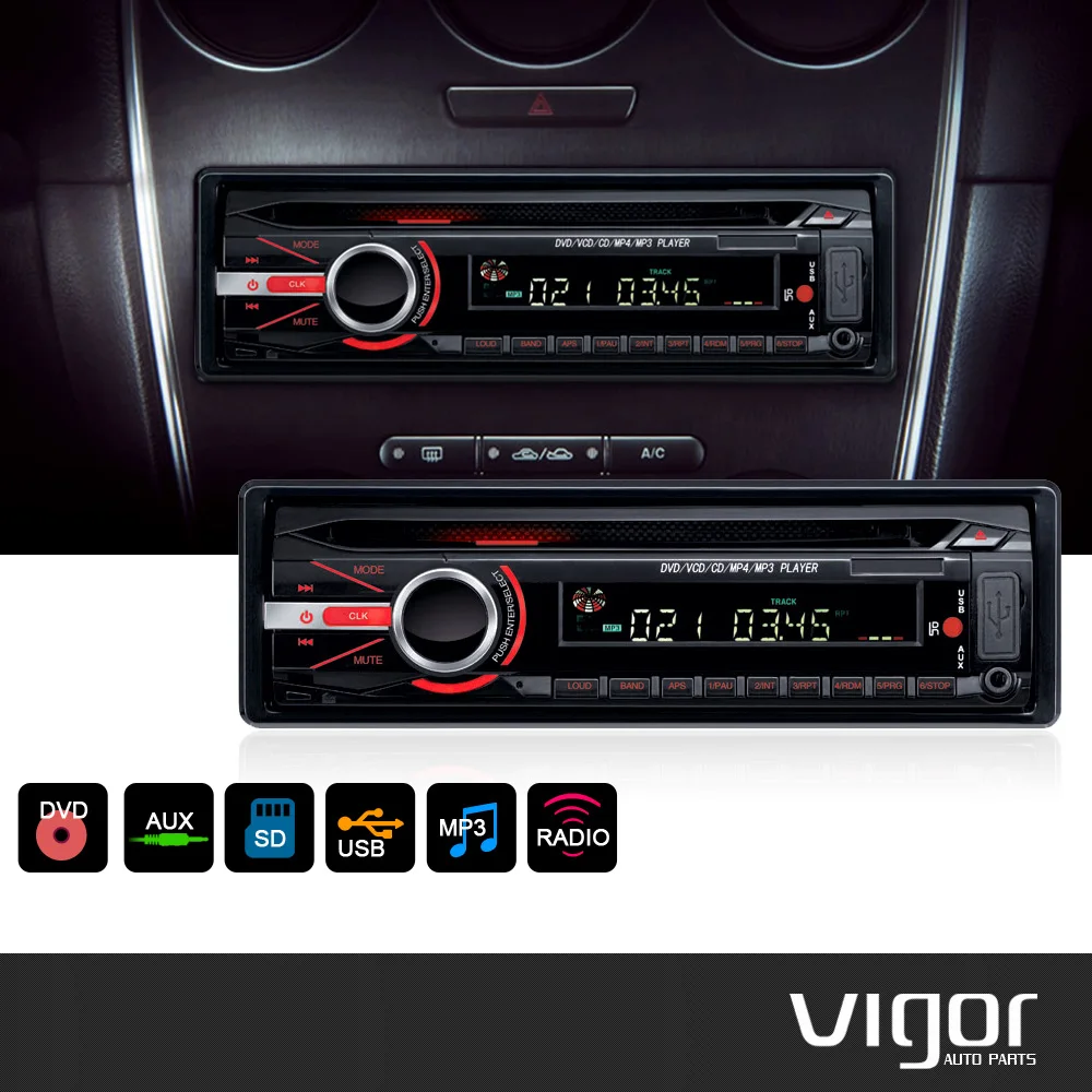 Съемная Передняя Панель 1 DIN В ТИРЕ Автомобиля DVD/VCD/MP3/CD Плеер FM/AM Тюнер встроенный