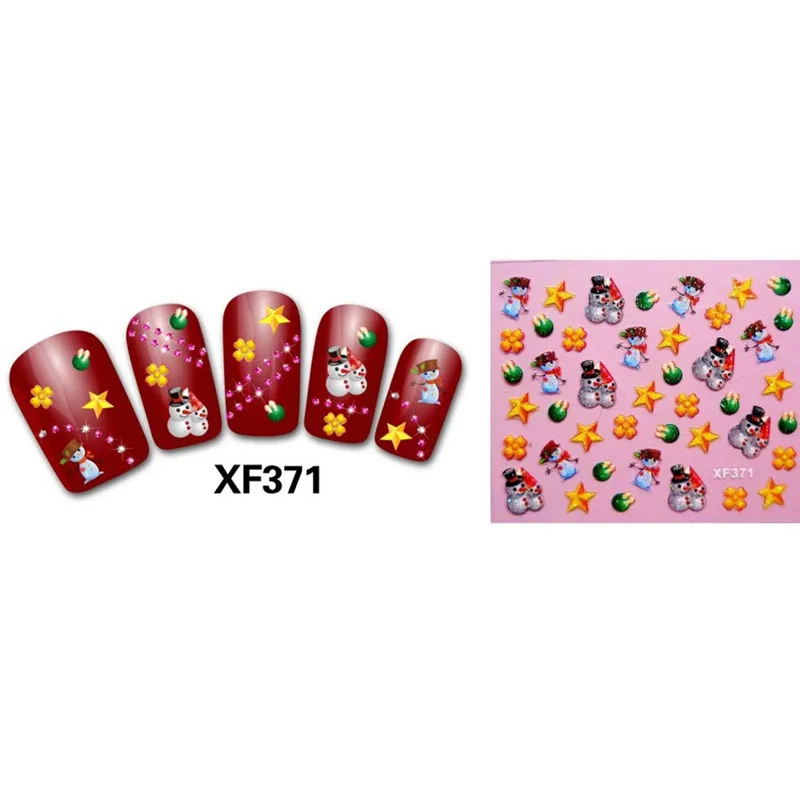 A # Women's XF371 рождественские 3D Ногти переводные наклейки для воды пальчиковые P хит