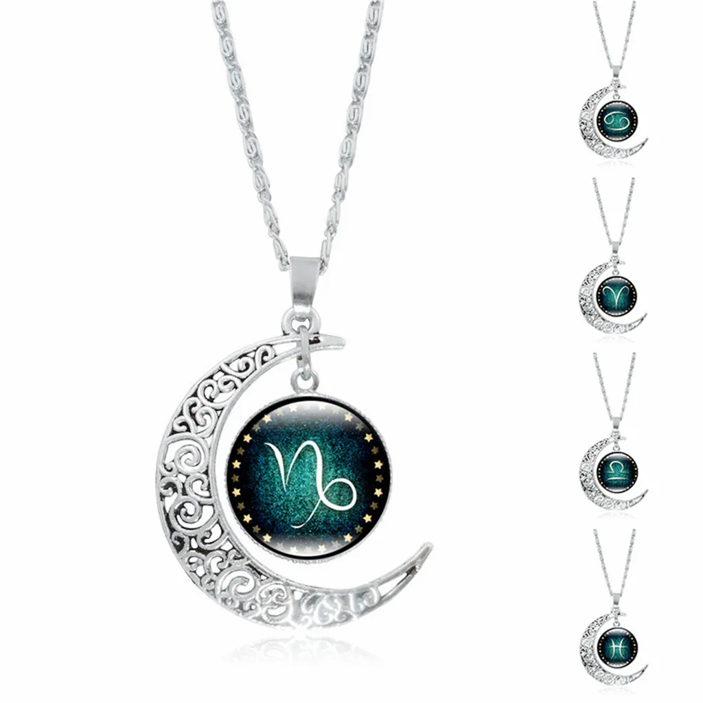 Ожерелье с серебряной цепочкой Twelve Constellation из стекловолокна ожерелье подвеской