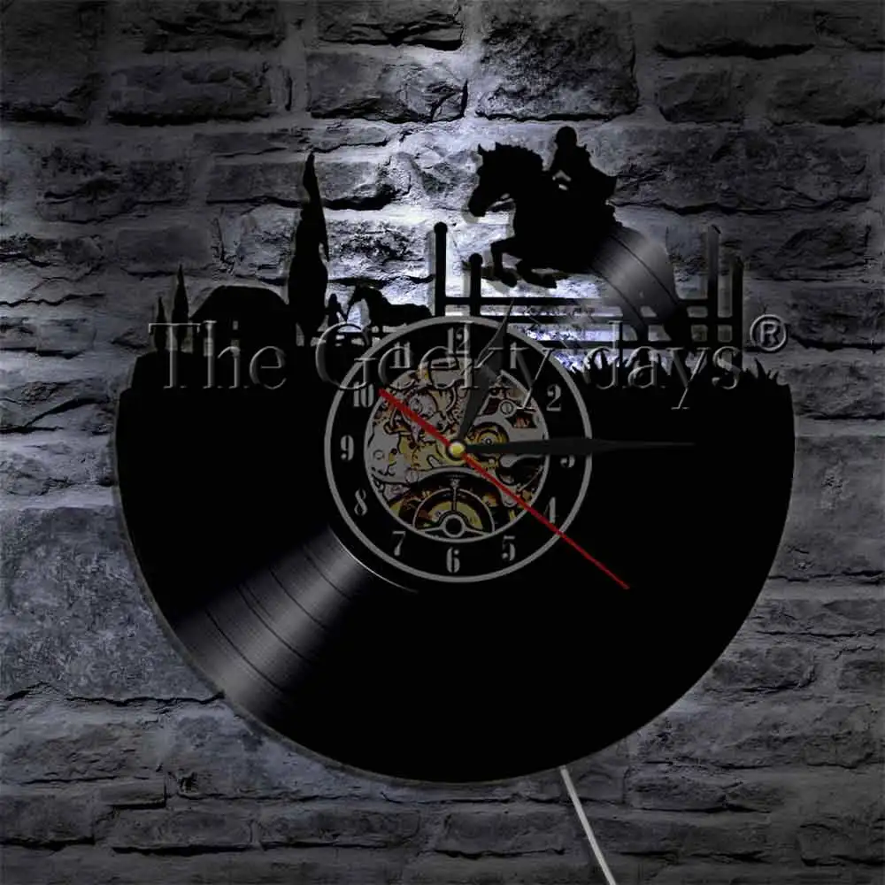 Настенные часы с виниловой пластиной для конного спорта|Настенные часы| |