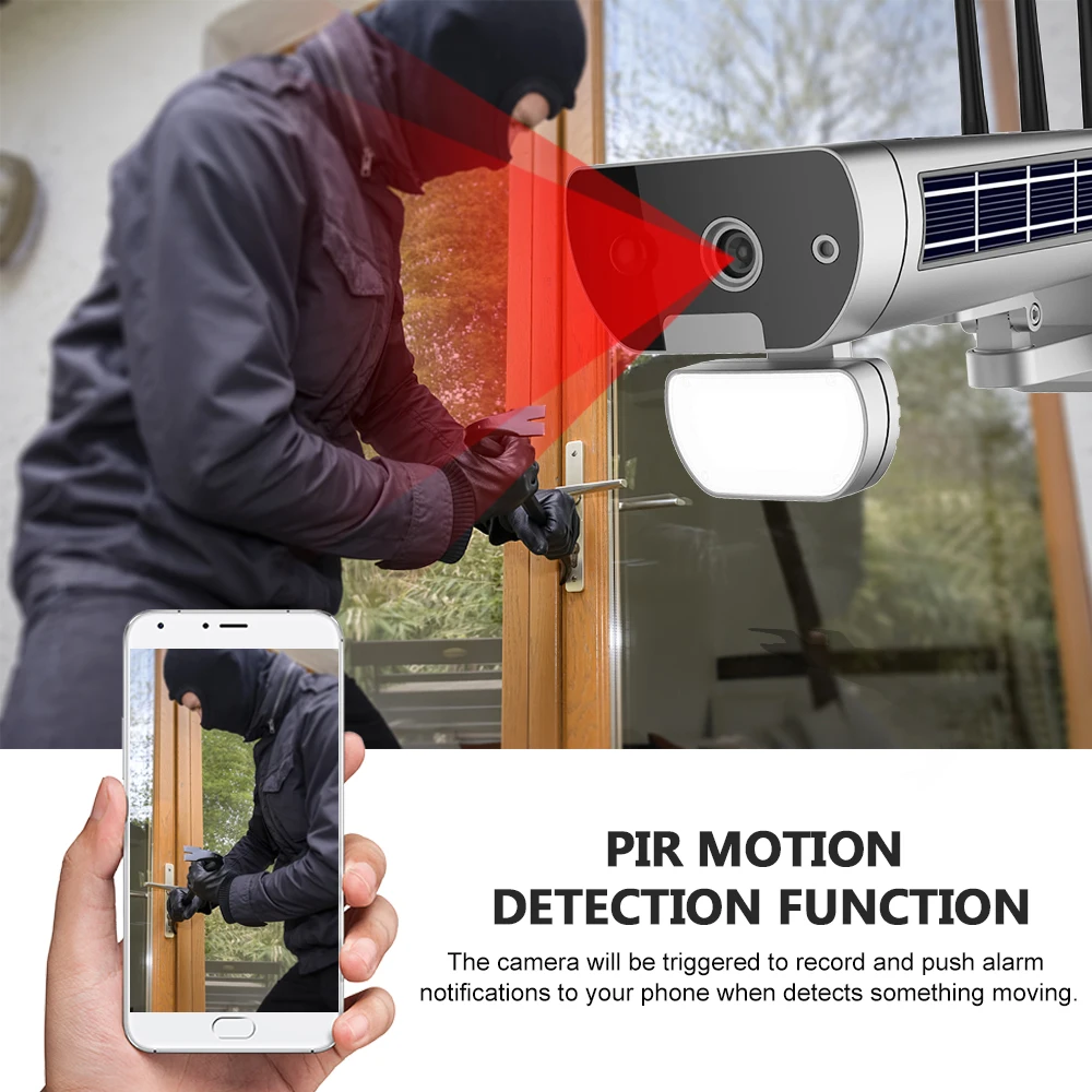 Беспроводной HD 1080P Wi Fi солнечной мощность пуля IP Камера IR CUT Ночное видение