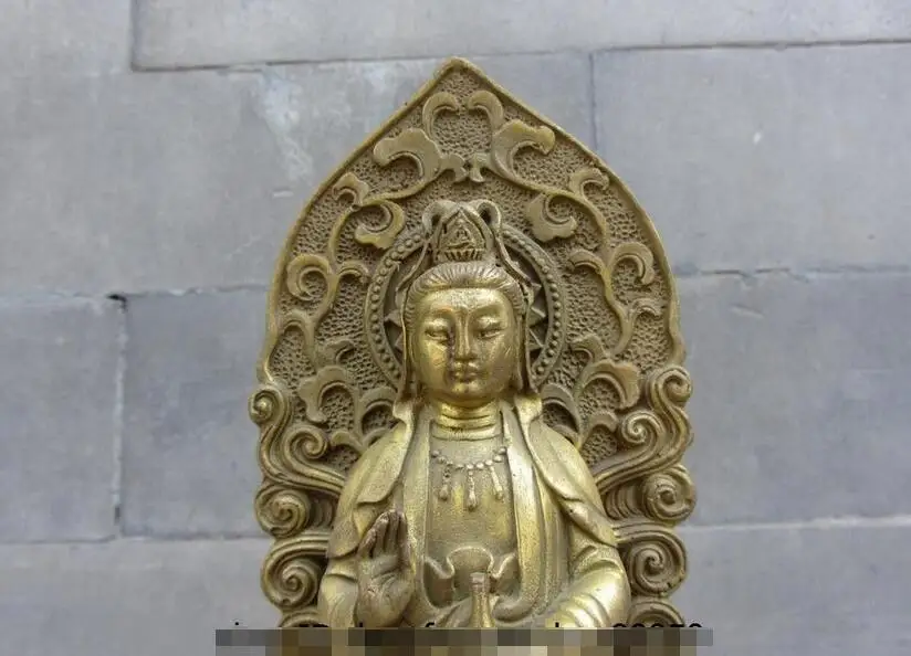 China Buddhism Brass Copper Guan Yin Kwan-yin Boddhisattva Goddess Buddha Statue | Дом и сад