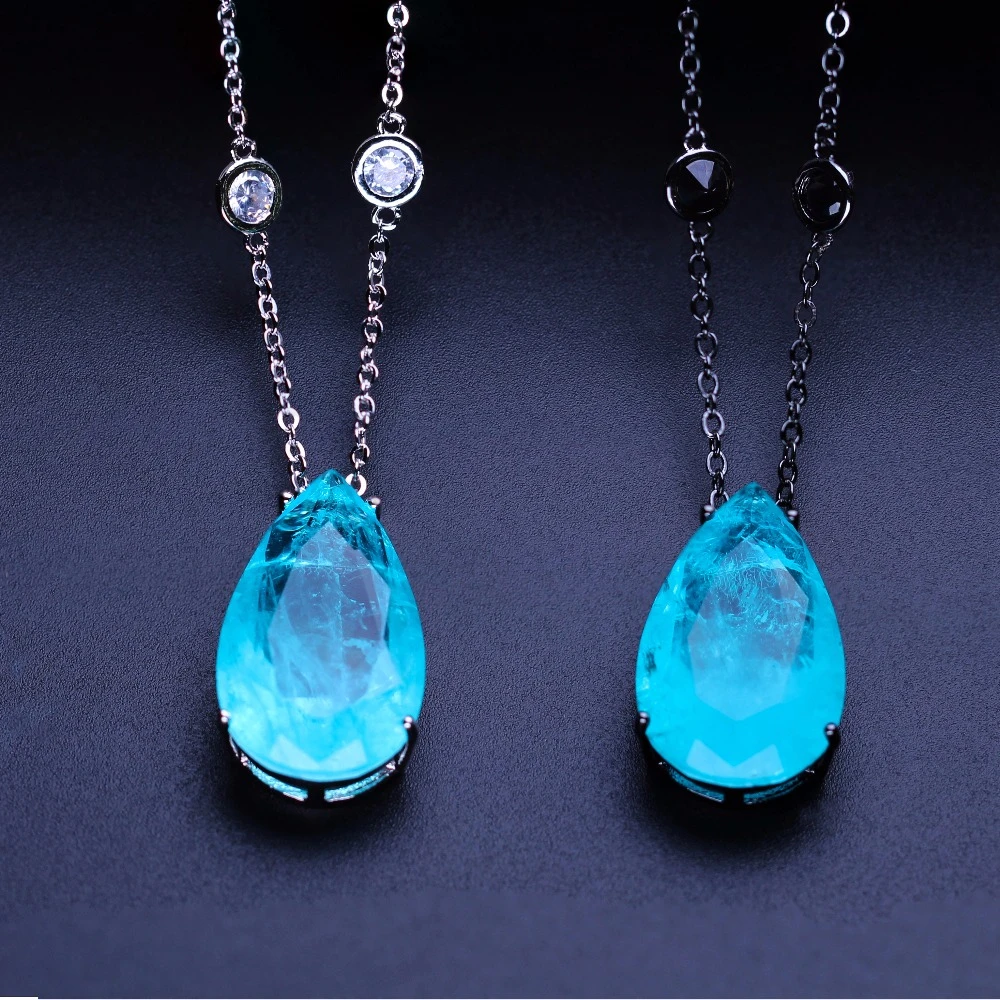 Fusion камень серьги-капли Цепочки и ожерелья Длинная цепочка 50 см Cubic Zirconia кулон для