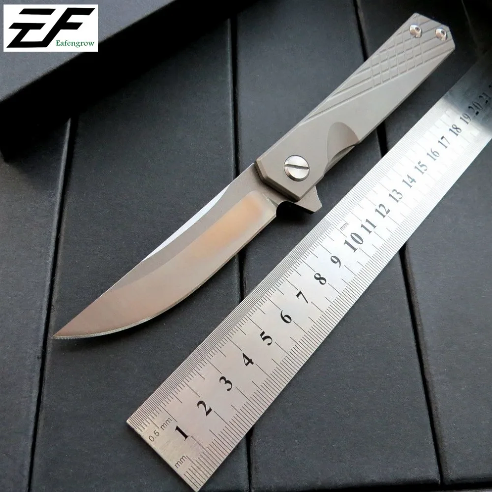 Складной нож из титанового сплава EF216 D2 со стальным лезвием + TC4 ручка походные