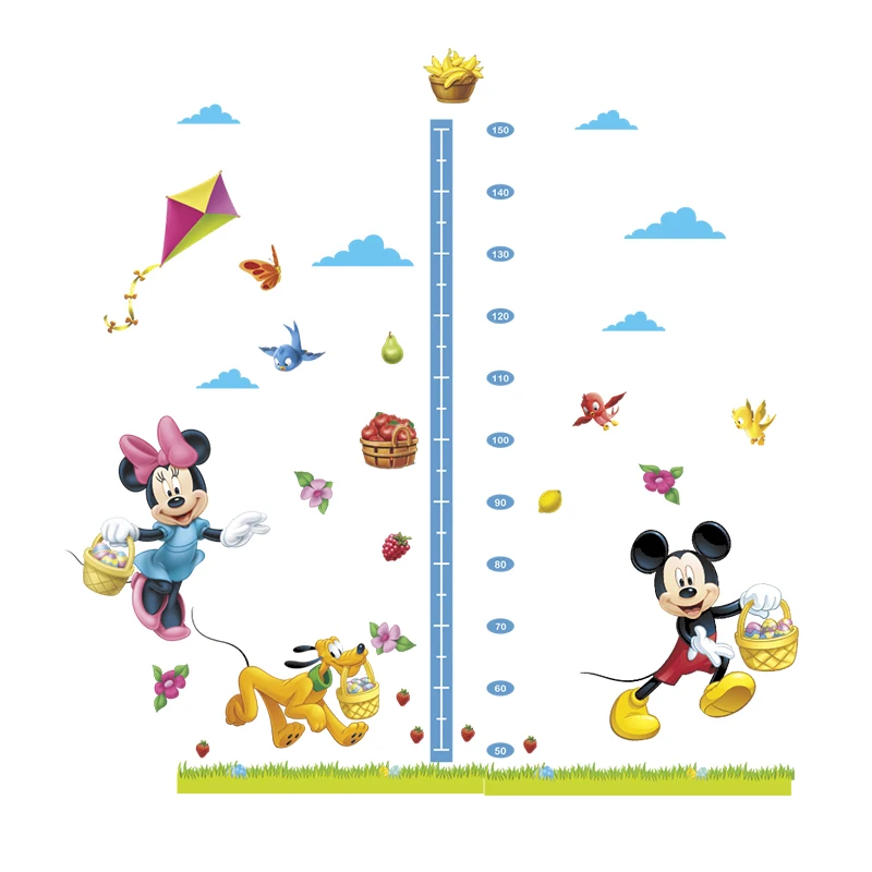 Настенная Наклейка Минни Микки Маус Disney таблица роста для детей аксессуары