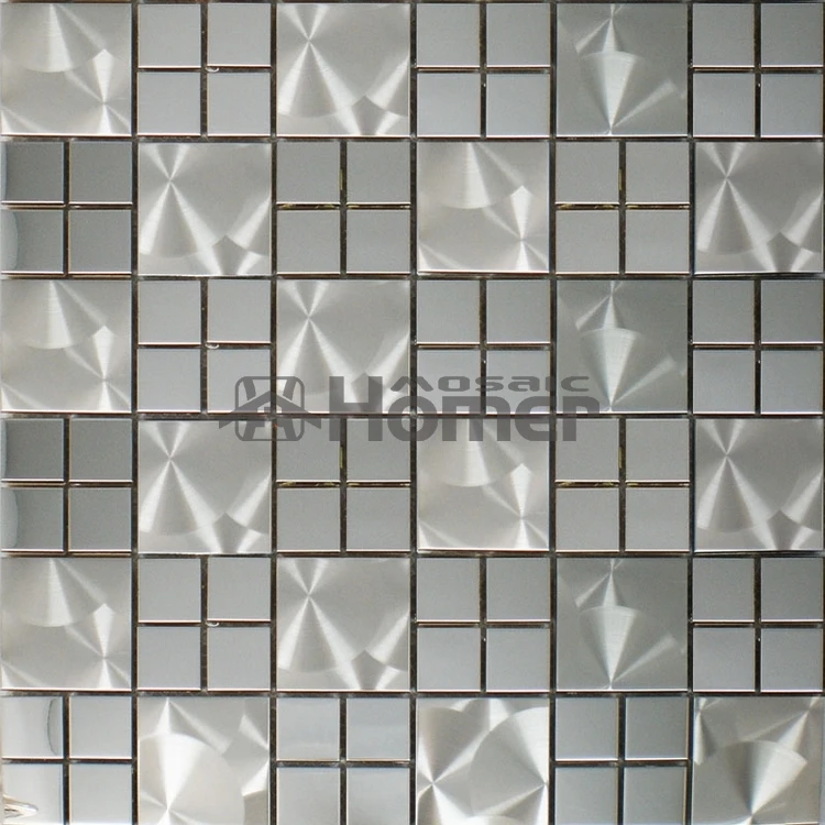

free shipping, silver stainless steel mosaic kitchen backsplash tile 12x12" wall tiles metal kitchen wall tile HME8033