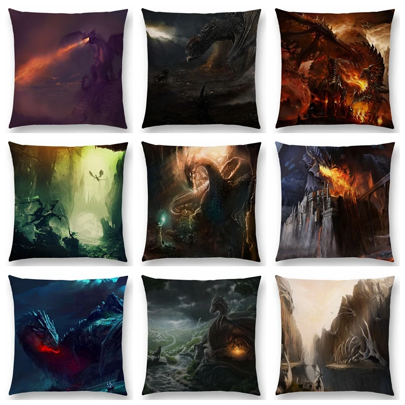 Новейший Чехол на подушку с драконом разрушенный ожесточенный бой мощный воин