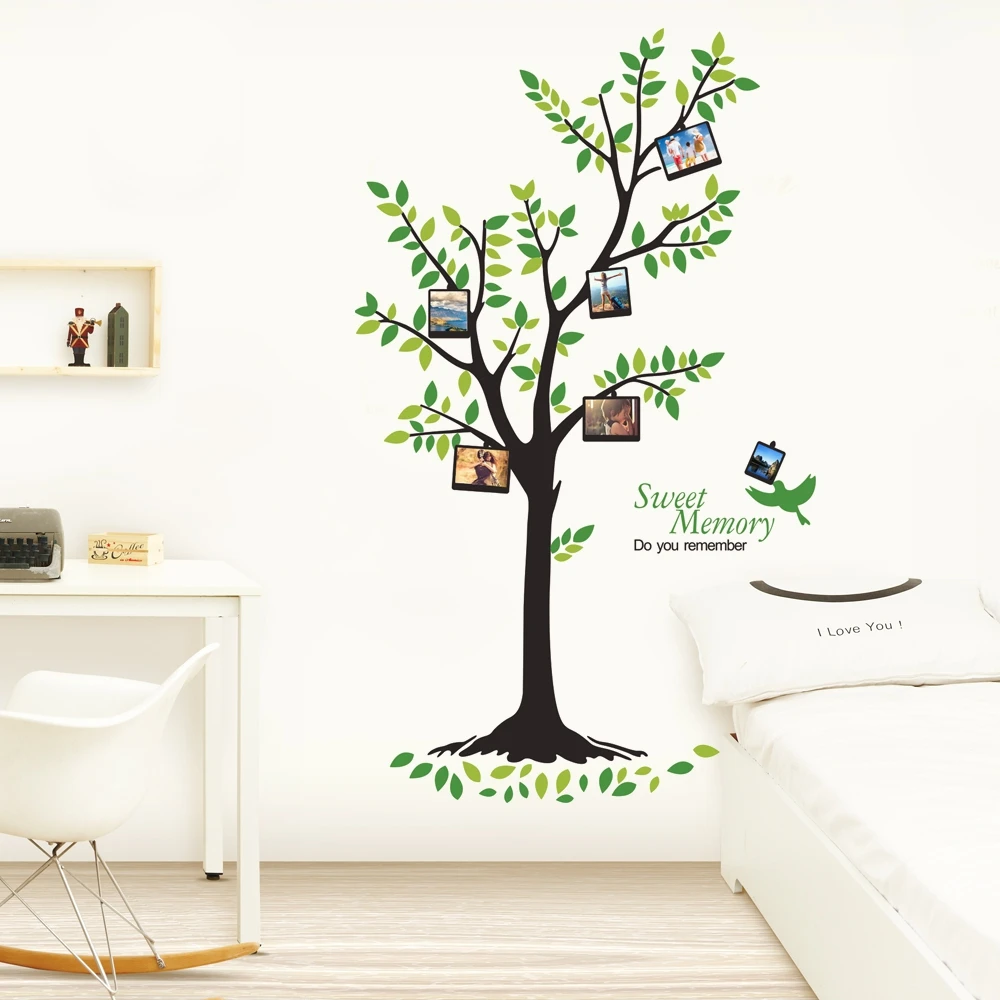 Большая семья 3D DIY дерево стикер на стену спальня диван фон ТВ съемные настенные