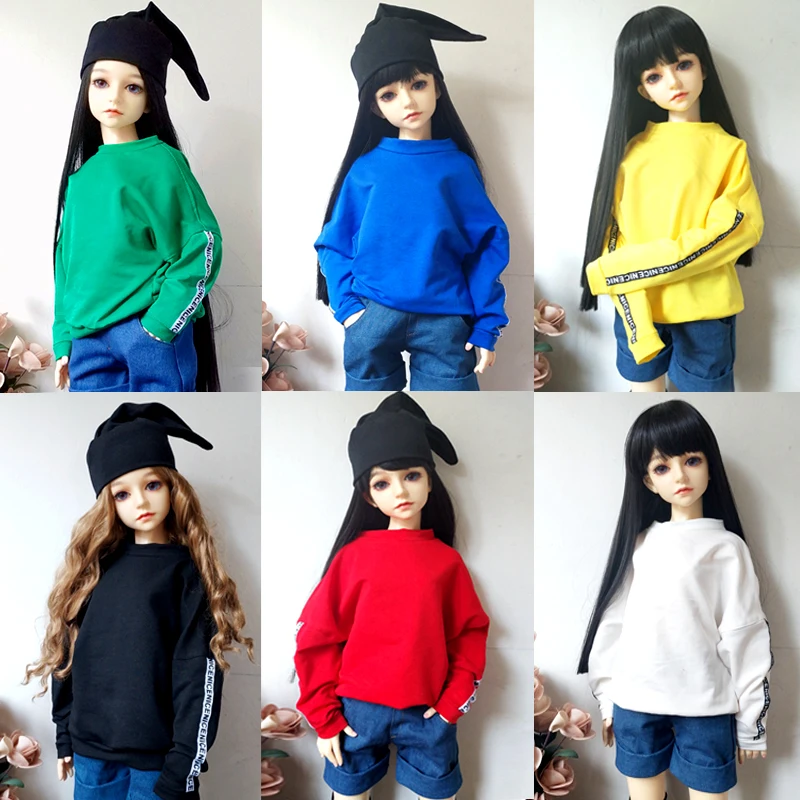 

Женская Одежда для кукол 1/3 1/4 bjd 1/6 аксессуары для кукол хлопковый свитер футболка джинсы носки 3 шт./компл.
