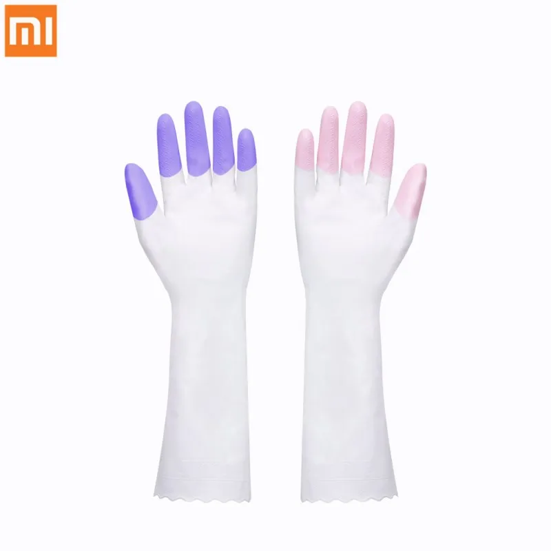 

Перчатки для уборки Xiaomi Mijia Jiezhi, двусторонние Нескользящие изоляционные перчатки для умного дома, легкие в нанесении пены, 2 пары