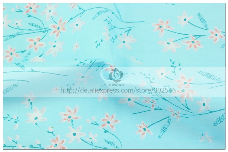 Shuanshuo, хлопковый текстиль для Лоскутной Ткани, синяя Цветочная серия, жир, четверть пряди, ткань для шитья кукольных салфеток, 40*50 см, 7 шт