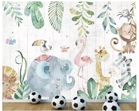 beibehang custom hand painted forest animals wood grain wood childrens room tv sofa background wall painting wallpaper behang