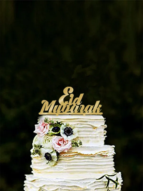 Eid Mubarak топпер для торта черный акриловый зеркальный Золотой аксессуар