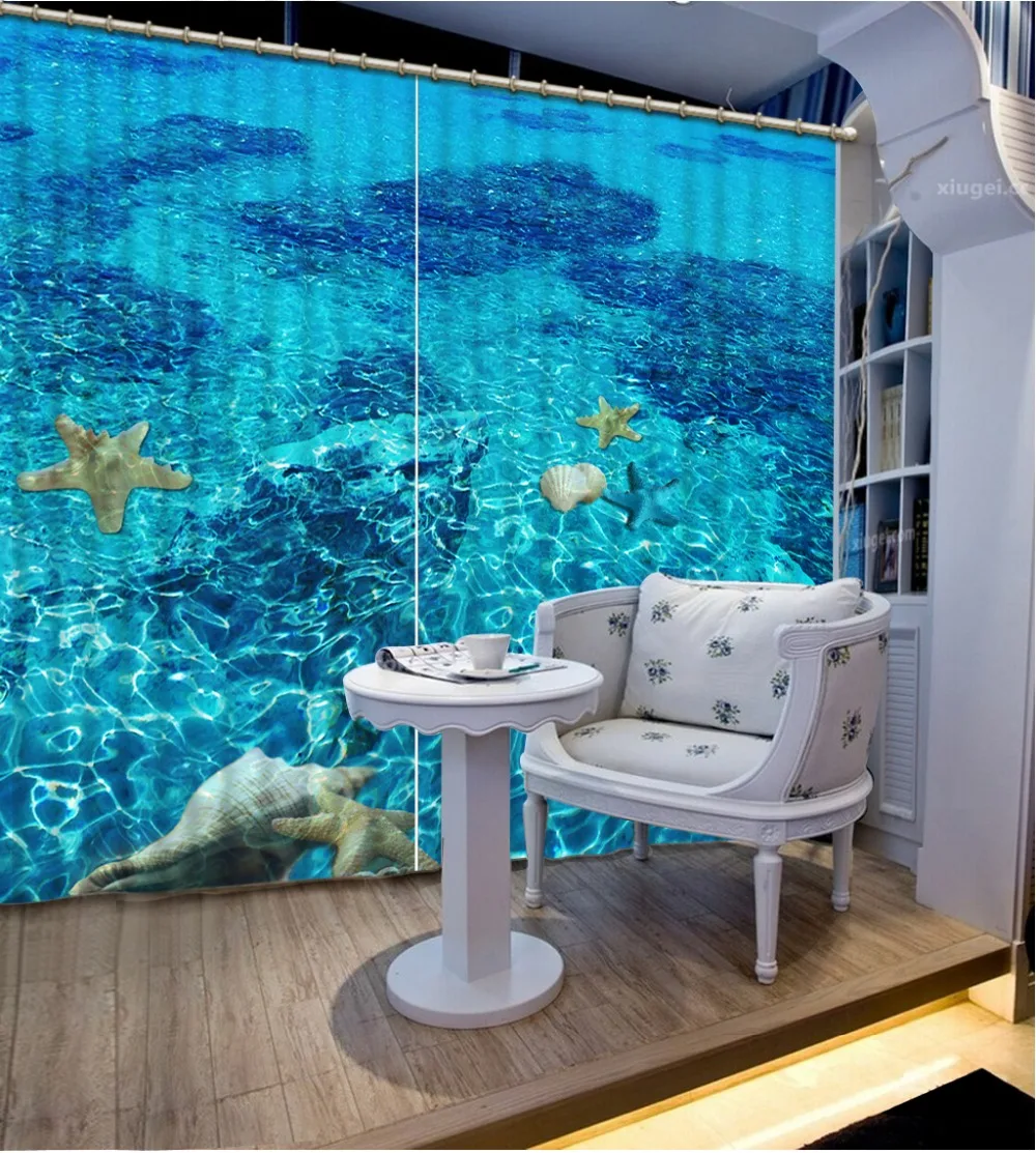 

Пляжные шторы, роскошные затемняющие 3D оконные шторы для гостиной, спальни