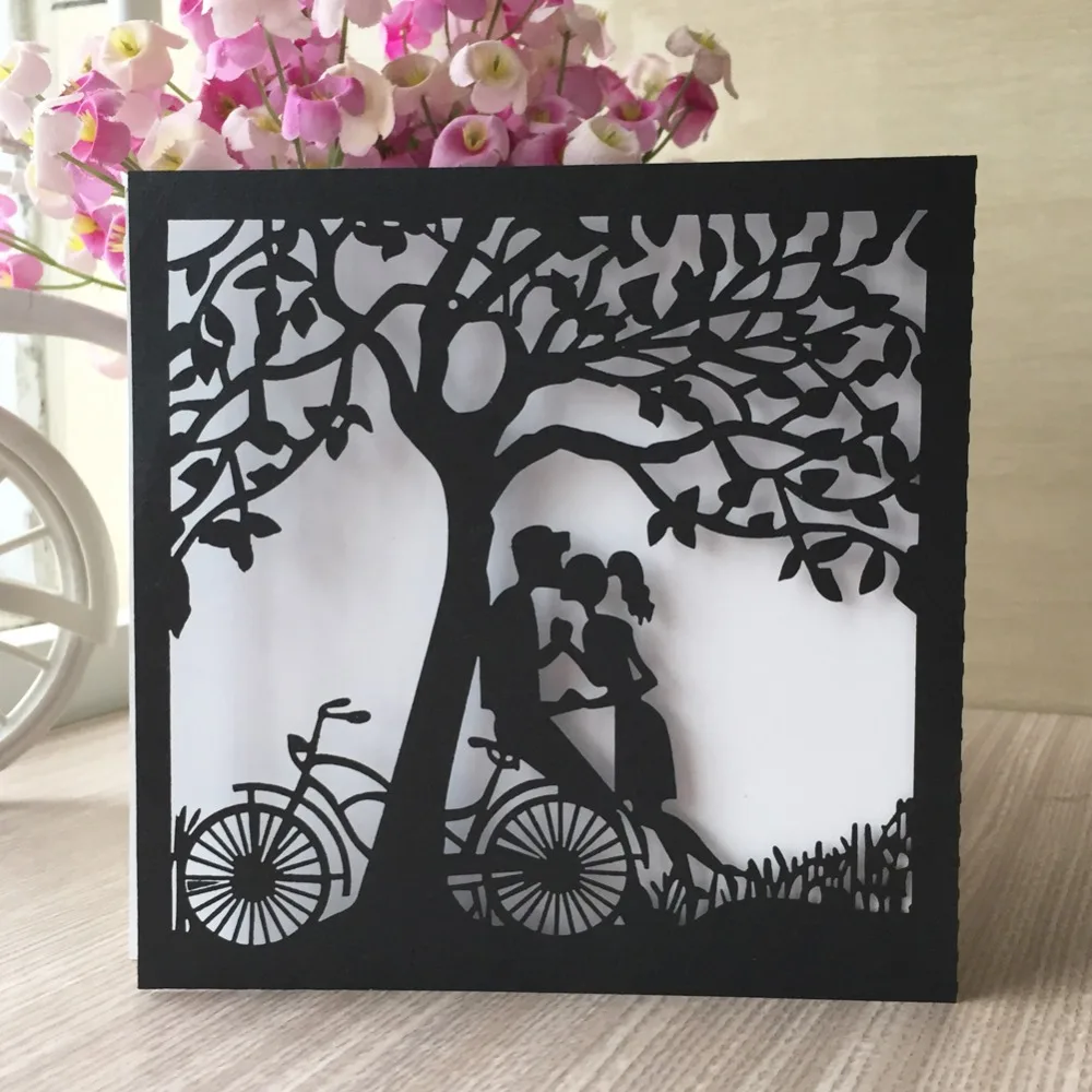 

50pc/lot 2019 customized purple wedding/ greeting/ birthday laser cut invitation card for wedding lovers style or friends