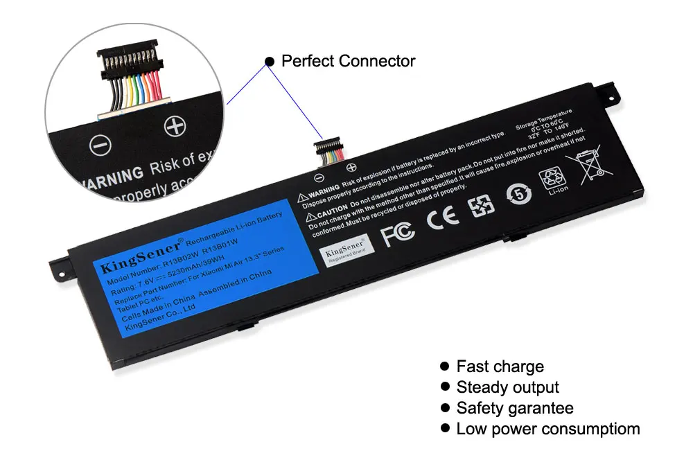 Kingsener 7,6 V 5230mAh R13B01W R13B02W Аккумулятор для ноутбука для Xiaomi Mi Air 13," серии планшетных ПК 39WH