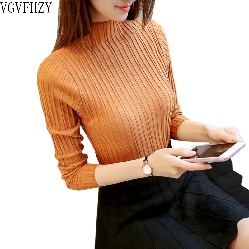 

Women Sweater Autumn Winter Turtleneck Long Sleeve Knitted Pullovers Jumper 2018 Warm Sweater Slim Sexy Elastic Women Tops