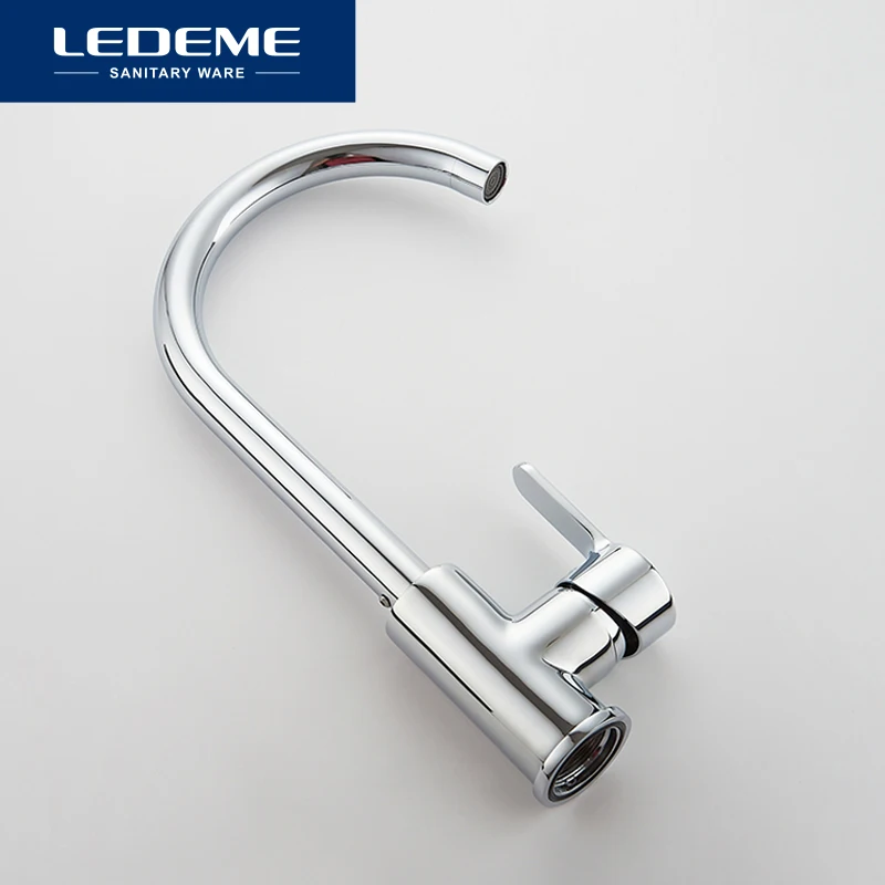 LEDEME Смеситель для кухни высокий с гайкой латунь Цвет: хром L4003|kitchen faucet brushed|kitchen