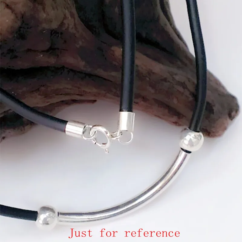 Черный резиновый шнур с коннекторами и застежками из стерлингового серебра 925